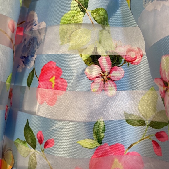 Blue Print Dress, long sleeve see through cardigan/shawl plus laced socks bundle - Picture 6 of 7